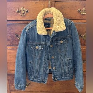 GAP Kids Girls Teen Denim Sherpa Jacket Sz S